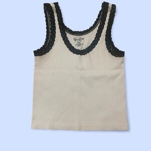 John Galt Cream Lace-Trim Tank Top